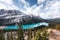 Scenery of Peyto lake resemble of fox on autumn in Banff national park