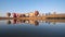 The scenery of reflection of balloons over the lake in Chiang Rai, Thailand