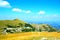 Scenery from Sassotetto with grass, Sibillini, vegetation and road