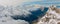 Scenery of snow covered mountains valley Titlis, Engelberg