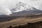 Scenery, snow and ice on trail on the slope of Mount Kilimanjaro