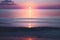 Scenery with sun setting over ocean, created using generative ai technology