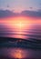 Scenery with sun setting over ocean, created using generative ai technology
