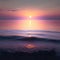 Scenery with sun setting over ocean, created using generative ai technology