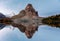 Scenery of Sunburst lake with mount Assiniboine reflections in the morning at Provincial park