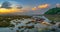 Scenery sunrise above coral forest in Rawai sea Phuket island