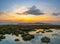 Scenery sunrise above coral forest in Rawai sea Phuket island