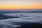 Scenery of the sunrise at the high mountains. Dense fog with beautiful light. Location Carpathian mountain, Ukraine, Europe.