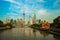 Scenery of Suzhou Creek with skyline of Pudong