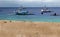 Scenery of traditional fishing boats at White Beach, Moaboal, Cebu, Philippines