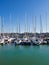 Scenery of various yatchs docking at the marina in Belem district, Lisbon, Portugal.