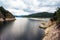 Scenery of Vidraru Dam and lake in Romania. Carpathian Mountains, Corbeni region.