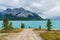 Scenery view at Abraham lake shore in autumn.