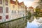 Scenery view of canal in Bruges,