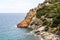 Scenery view Italian island Sardinia sea shore rock beach near Arbatax