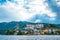 Scenery view to Isola San Giulio island in sunlight.