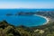 Scenic above view of sea bay at Corfu island