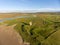 Scenic aerial birds eye irish landscape view of lahinch in county clare ireland