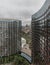 Scenic aerial downtown San Diego vista under a heavily overcast sky, California