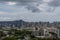 Scenic aerial Honolulu vista with the Diamond Head in the background on a rainy day, Oahu