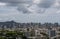 Scenic aerial Honolulu vista with the Diamond Head in the background on a rainy day, Oahu