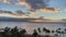 Scenic aerial panoramic Kaanapali Beach vista at sunset, Maui
