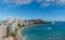 Scenic aerial panoramic Waikiki Beach vista, Honolulu, Hawaii