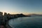 Scenic aerial panoramic Waikiki Beach vista at sunrise, Honolulu, Oahu