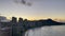 Scenic aerial panoramic Waikiki Beach vista at sunrise, Honolulu, Oahu