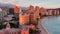 Scenic aerial panoramic Waikiki Beach vista at sunset, Honolulu, Oahu