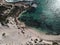 Scenic aerial shot of the Jurien Bay in Western Australia with waves washing the sandy beach