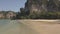 Scenic Aerial Shot of Railay Beach at Noon with sand and waves