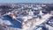 Scenic aerial view of architectural complex of medieval fortified Zaraysk Kremlin on sunny winter day, Russia