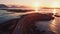 Scenic aerial view of Atlantic road at sunset. Generative AI