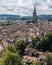 Scenic aerial view of Bern's old town seen from Rose Garden viewpoint, Switzerland.