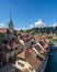 Scenic aerial view of Bern's old town seen from Rose Garden viewpoint, Switzerland.