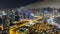 Scenic aerial view of a big modern city at night timelapse. Business bay, Dubai, United Arab Emirates.