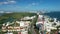 Scenic aerial view of Cancun city. Drone view of Zona Hotelera in sunny day