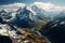 Scenic aerial view captures the stunning beauty of the Swiss Alps