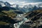 Scenic aerial view captures the stunning beauty of the Swiss Alps