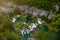 Scenic aerial view of cascades and pathway