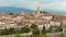 Scenic aerial view of Citta Alta, Old town district of Bergamo city