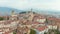 Scenic aerial view of Citta Alta, Old town district of Bergamo city