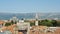 Scenic aerial view of the city from the bell tower, roofs of houses and church in old town, beautiful cityscape, sunny day, Split