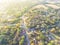 Scenic aerial view of green suburban area of Ozark, Arkansas, US