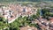 Scenic aerial view of historic centre of Cividale del Friuli on Natisone river with medieval stone Devil Bridge and