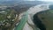 Scenic aerial view to Piave river in Italy