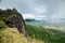 Scenic aerial view to valley in Oahu island, Hawaii at rainy cloudy day