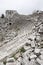 Scenic amazing picturesque view to ancient theatre of Termessos , Turkey in the low clouds