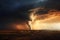 Scenic American plains witness a stormy supercell tornados destructive power